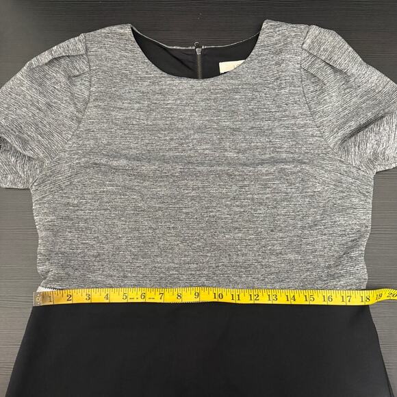 Loft Women's Gray Black Colorblock Back Zip Short Sleeve Mini Dress Size 14 - Picture 10 of 11